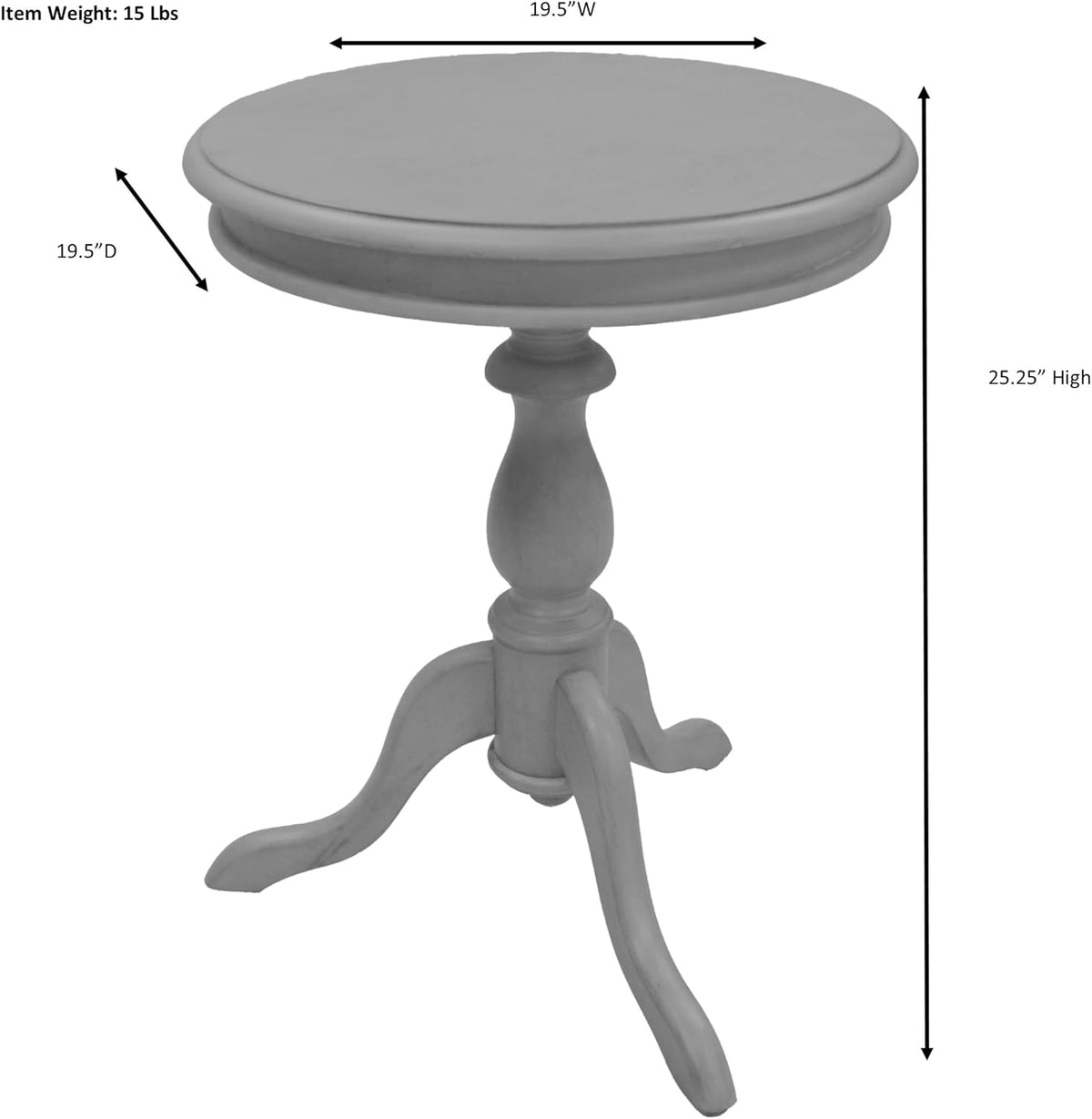 Carolina Chair & Table Glida Round Side Table Home Decor Classic Style Furniture, Wooden Top Lathe Turned Pedestal Base Curved Leg Accent Furniture for Kitchen or Dining Room (Natural Driftwood)
