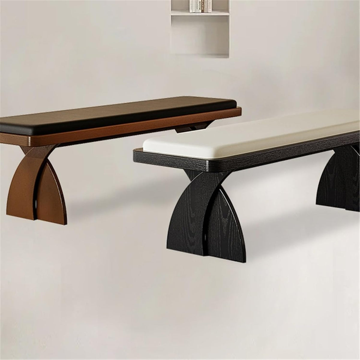 Modern Retro Wooden Long Bench at The Foot of The Bed in The Bedroom Dressing Room or Home for Changing Shoes Entryway(Large)