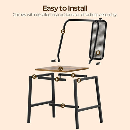 YATINEY Dining Chairs Set of 4, Farmhouse Kitchen Room Chairs, Rustic | Industrial Kitchen Chairs, Ergonomic Backrest, Wooden, MDF Board and Metal Legs, Easy Assembly, for Kitchen, Living Room
