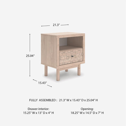 Signature Design by Ashley Birkmore Nightstand Bedside Charging Station with USB Port, Engineered Wood and Decorative Laminate, Youth Bedroom Bedside Table, Tan