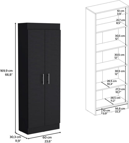 Pantry Cabinet Clinton, Kitchen Storage, Black