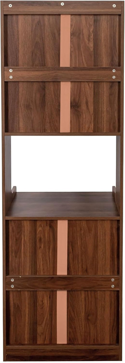 71 Inch Kitchen Hutch Storage Cabinet with Countertop, Farmhouse Coffee Hutch Cabinet Bar with Storage, Buffet Hutches and Cabinets with Microwave Stand | Glass Door for Dining Room