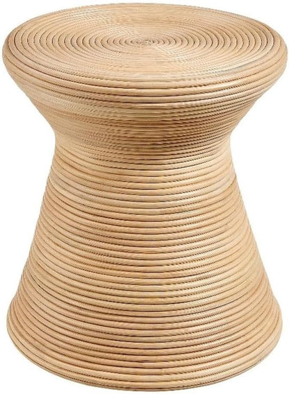 Modway Tavi Natural Rattan Hourglass Round Side Table in Natural – 16 Inch Small Accent End Table for Living Rooms, Bedrooms, or Covered Patios
