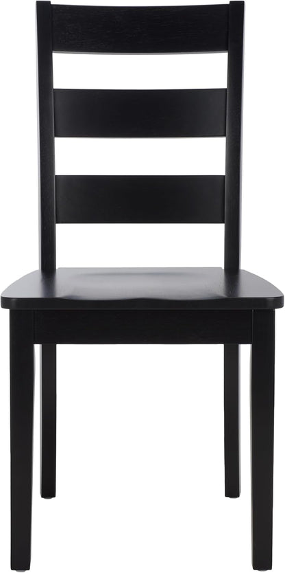 SAFAVIEH Home Collection - Silio Black Wood Ladder Back Dining Chair Set of 2, Classic Farmhouse Style Seating (DCH9213C-SET2)