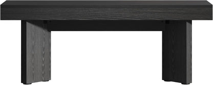 Tribesigns Wooden Entryway Bench, 47" Farmhouse Indoor End of Bed Bench, Long Dining Benches Seat for Bedroom, Dining Room, Hallway, Foyer (Black)