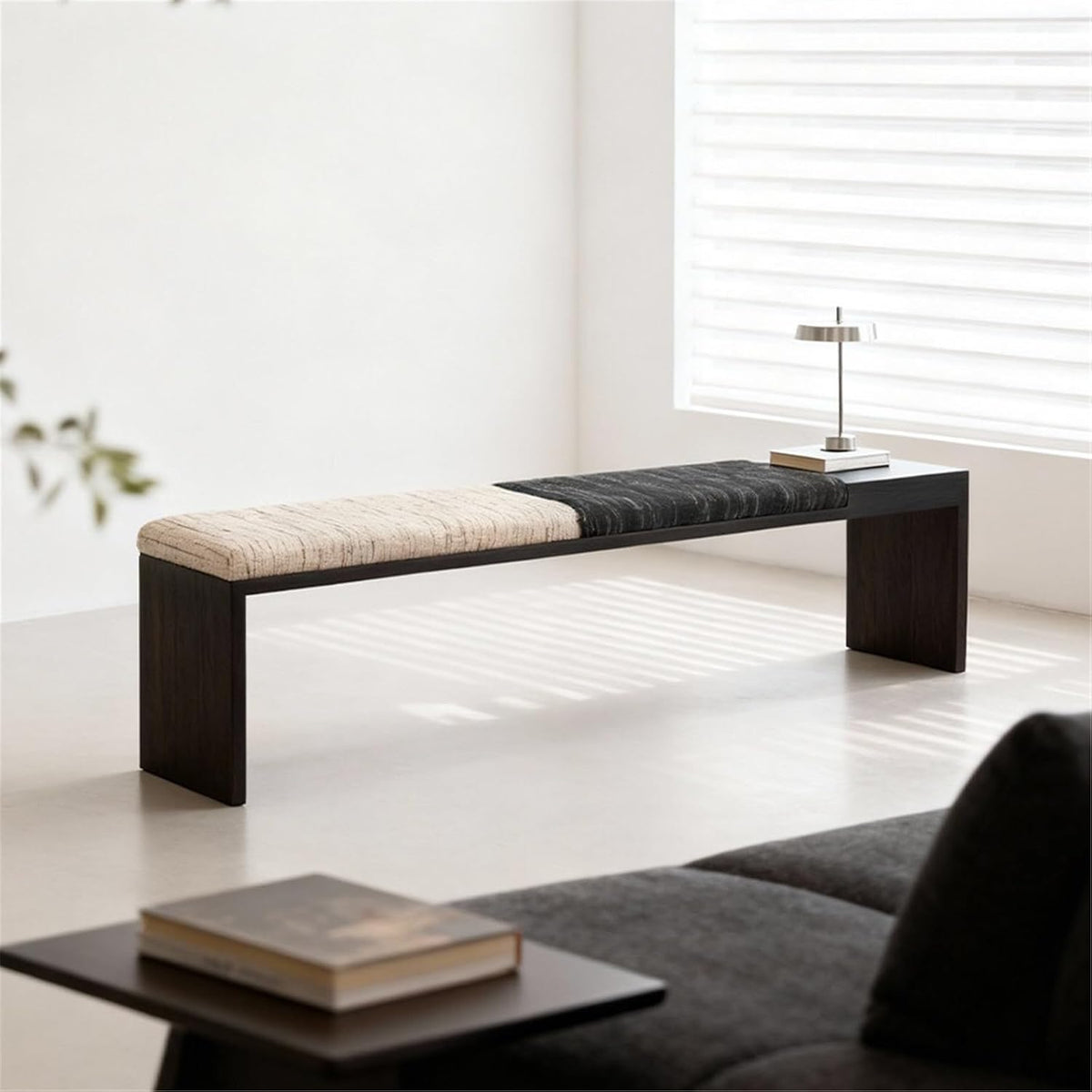 Modern Fabric Bench for Office Area Casual Dressing Room Bedroom Wooden Bed end Entryway(Small)