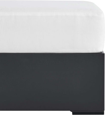 Modway Tahoe Aluminum Ottoman in Gray White with Weather-Resistant Cushion-Ideal as Outdoor Footstool, Patio or Sunroom Furniture