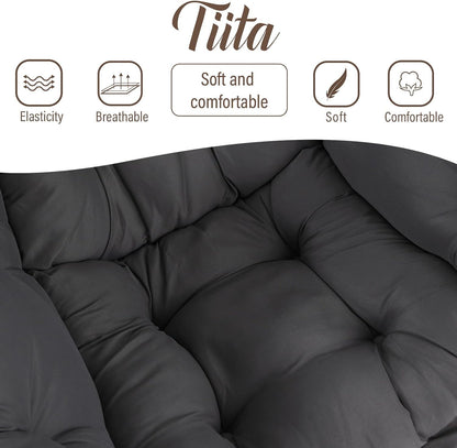 Tiita Lazy Chair, Gray Modern Large Accent Armchair, Comfy Leisure Sofa Reading Chair for Bedroom, Living Room, Dorm Rooms, Garden and Courtyard, Dark Grey