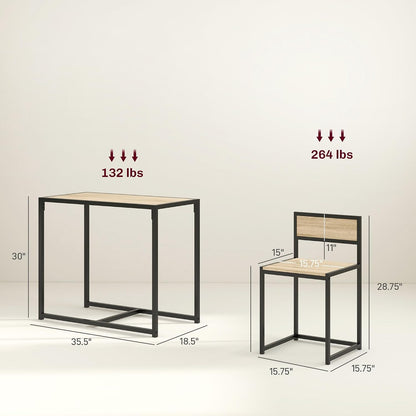 HOMCOM Small Dining Table Set for 2 Compact for Small Spaces, Oak