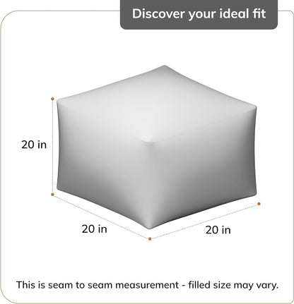 Anji Mountain 20" H x 20" W Handmade Pouf Ottoman for Living Room & Couch | Soft & Fluffy Ottoman Pouf, Lightweight, Decorative Floor Pouf Seating for Bedroom & Home Décor Accent, Sea Mist