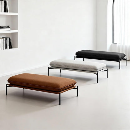 Modern Stainless Steel Bed end Stool Bedroom Dressing Room Rest Area Fabric Shoe Changing Entryway(Medium)