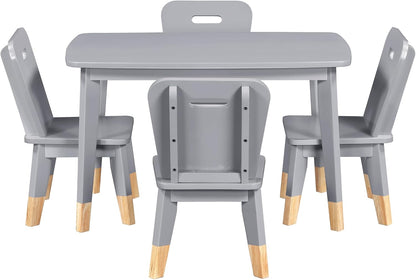 Polay Dining Table Set Kids Table and Chairs Wood Frame Play,A23 | Sturdy wood frame dining table set seats 4 children. Compact size for playrooms, kitchens, or bedrooms. Easy assembly re