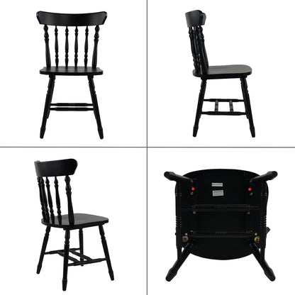 chairus Vintage Black Dining Chairs Set of 6, Farmhouse Windsor Wooden Dining Room Chairs with Turned Spindle Back & Legs, Traditional Colonial Armless Side Kitchen Chairs