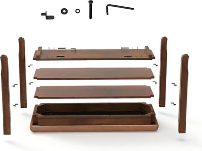 Shoe Rack Bench Entryway Storage with Leather Cushion, 39.4"