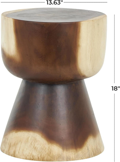 Deco 79 Wood Handmade Side End Accent Table Hourglass End Table with Natural Wood Grain, Side Table 14" x 14" x 18", Brown