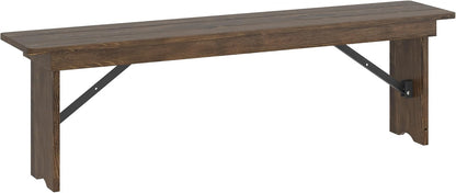 Flash Furniture Hercules 60x12 in Commercial Folding Bench, Rustic | Foldable Locking Legs, Farmhouse, Rustic