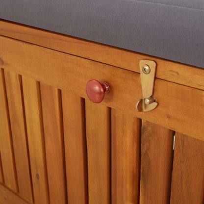Storage Bench with Cushion Solid Wood Acacia 58.3" Durable Patio Furniture Outdoor Bench Seat for Garden Porch Front Porch Furniture with Ample Storage Space