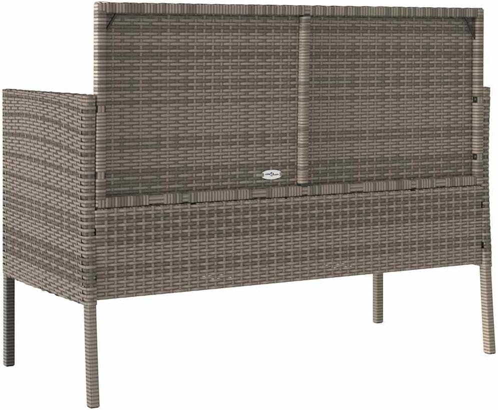 Gray Poly Rattan Patio Storage Bench with Cushions, PE Rattan Outdoor Seating with Waterproof Bag and Gas Spring