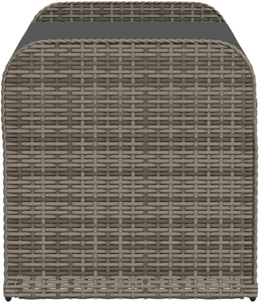 Patio Storage Bench with Cushion, 45.3 Inch Poly Rattan Outdoor Seat, Waterproof Bag for Cushions and Supplies