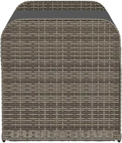 Storage Bench Grey PE Rattan Outdoor Seating with Hidden Storage Box and Cushion, 45.3 x 20.1 x 20.5 Inch Powder-Coated Steel Frame Furniture for Garden and Patio