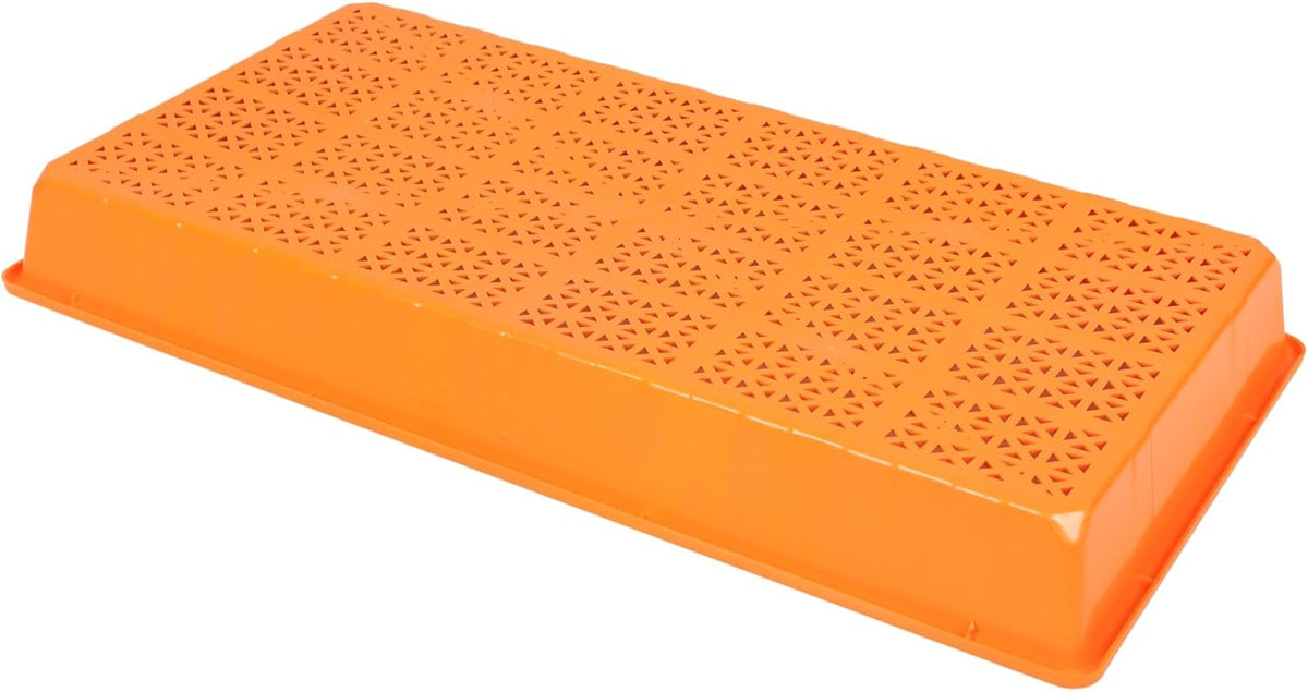 SUNPACK 10" x 20" Heavy Duty Mesh Plastic Seed Starting Tray, Orange, 2.3" - Ensures Water Drainage and Aeration, Perfect for Greenhouses or Indoor Gardening