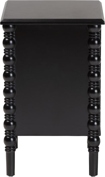 Baxton Studio Malinda Classic Black Wood 2-Drawer End Table with Spindle Legs