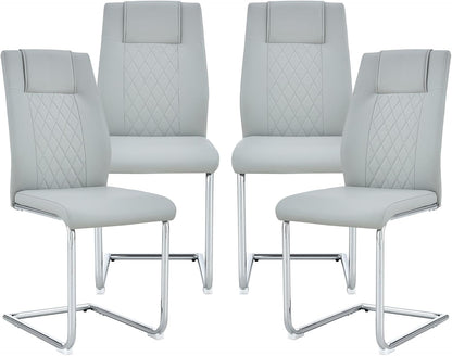 cinkehome Modern Dining Chairs Set of 4 with Metal Legs, High Back Upholstered Armless Side Chair for Kitchen, Dining Room, Faux Leather