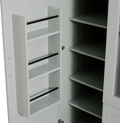 Polibi 6-Door Kitchen Pantry Storage Cabinet,53.2''Lx17.7''W Large Cupboard with Wine Rack, Adjustable Shelves & Pull-Out Trays for Dining Room Organization, Modern Design, Green