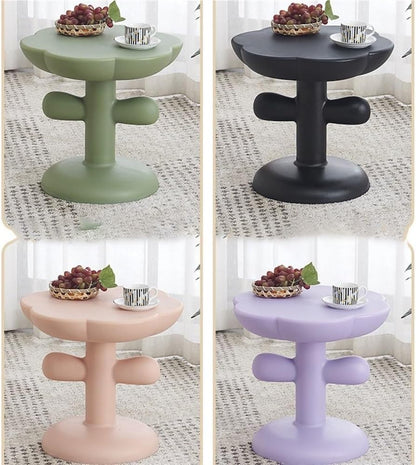 Coffee Tables, Side Tables Living Room Flower-Shaped End Tables Living Room Plastic Small Patio Table with Flower Shaped Table Top Small Night Stand for Living Room Bedroom(Pink)