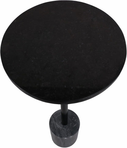 Home Decor End Table, Side Table, or Night Stand - Elegant Slim Metal Accent Table with Marble Top and Base for Bedroom or Living Room - Minimal Design Perfect for Big and Small Spaces - 24" Black