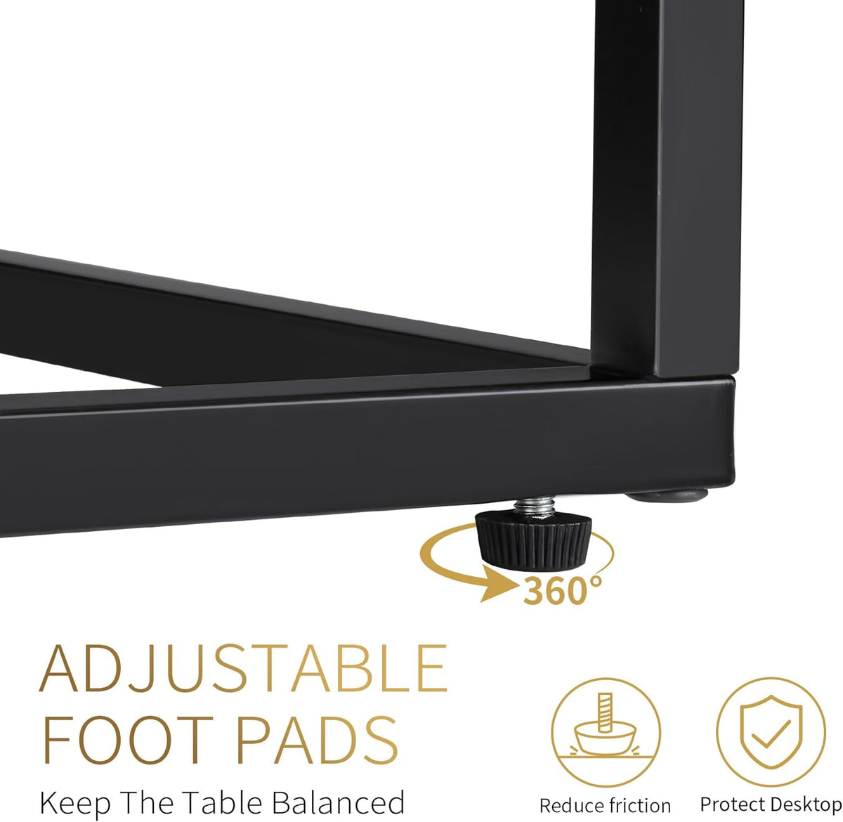 C Shaped Side Table Set of 2, Skinny Sofa Table for Sofa and Bed, Couch Tables That Slide Under, Small End Tables for Living Room, Bedroom or Small Spaces, Black