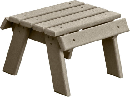 DutchCrafters Poly Outdoor Footstool - Amish Made Outdoor Furniture, Earth-Friendly, Recycled Plastic Patio & Balcony Furniture, Smooth & Durable, Stainless Steel Hardware, Easy Assembly (Weatherwood)