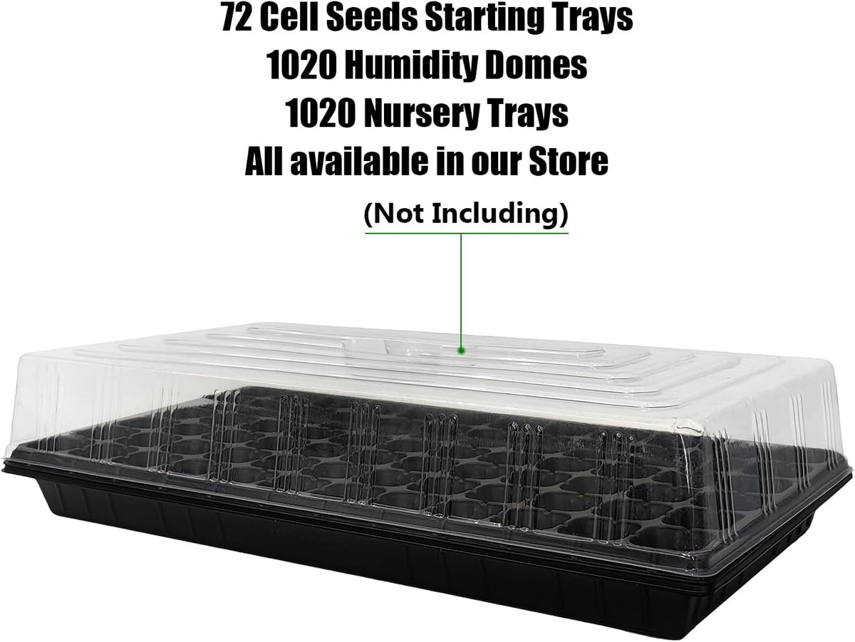 72 Cell Seed Trays, Thick Durable 72 Cell Plug Tray Seedling Plastic Nursery Tray for 1020 Flat Germination (10-Pack, 21"×11", 1.81" Height, Low)