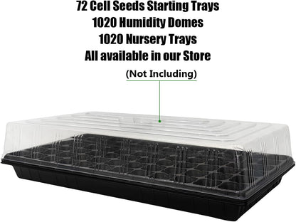 72 Cell Seed Trays, Thick Durable 72 Cell Plug Tray Seedling Plastic Nursery Tray for 1020 Flat Germination (10-Pack, 21"×11", 1.81" Height, Low)