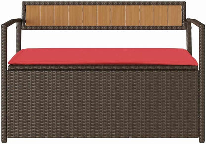 PE Rattan Patio Storage Bench with Cushion, Outdoor Seat for Cushions and Garden Supplies, Waterproof Inner Bag and Gas Spring Lid