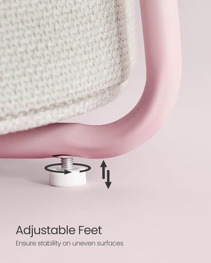 VASAGLE Nightstands, Set of 2 Small Round Side Tables with Fabric Basket, Bedside End Tables, for Bedroom, Jelly Pink and Cream White ULCT668R01