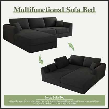 106” Modular Sectional Sofa, Cloud Sectional Couch with Deep Seat, Modern Modular L-Shape Sofa Couch with Chaise,Upholstered Couches for Living Room Bedroom No Assembly Required