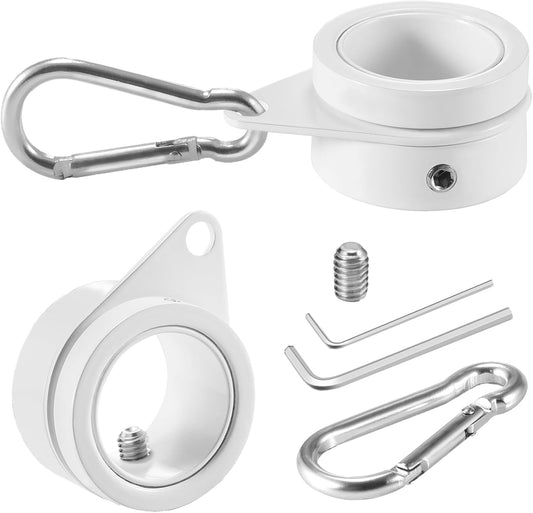 1" White Flag Pole Rings, 2 Pcs Anti Wrap Aluminum Alloy Flag Pole Clips Swivels, 360° Rotating Flagpole Flag Mounting Rings, Spinning Flag Pole Kit for 0.75-1.02" Diameter (1 Inch, White)