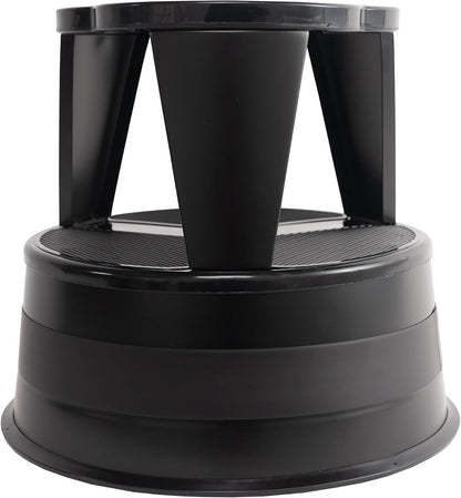 Step Stool with Locking Wheels, Cramer Kik-Step Heavy Duty Rolling Steel Stool, Non-Slip, Holds 350 lbs (Black)