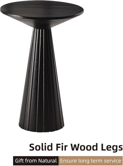 COZAYH Pedestal Small Drink Table Round Martini Table Wood Plant Stand End Table for Small Space Living Room, Bedroom, Black