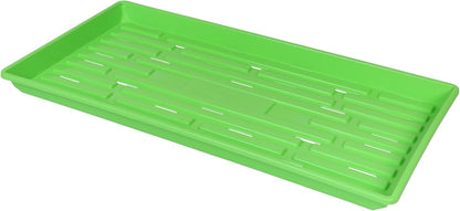 SUNPACK 10" x 20" Heavy Duty Shallow Plastic Seed Starting Tray, Green, 1" (Pack of 30) - Lined with Drainage Holes for Excess Water and Aeration, Ideal for Greenhouses or Indoor Gardening