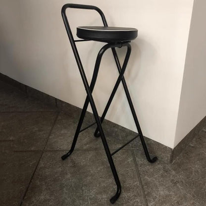 Folding Bar Stool (32inch/80cm)- Comfortable Padded Seat -Kitchen Counter Breakfast Bar Desk Stool Chair - Portable High Chair Stool for Picnic Garden Party (Color : Black B)