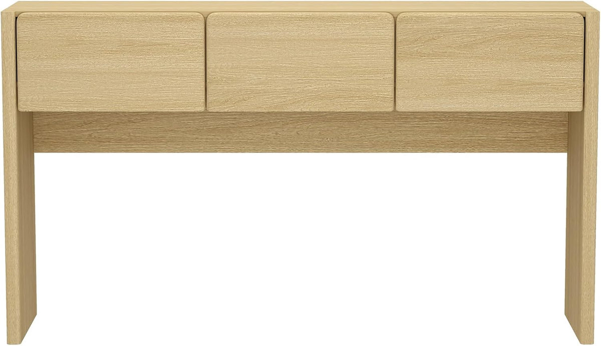 Manhattan Comfort Linda Modern Console Table with 3 Storage Drawers – 60" Narrow Entryway Stand for Living Room, Hallway, or Dining Room – Wood Grain Accent Furniture, Natural Oak