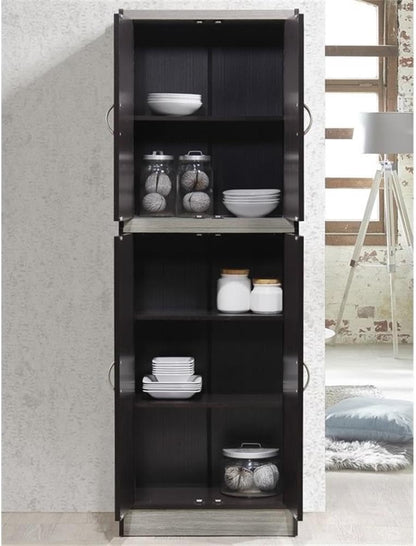 Home Square 4 Shelf Kitchen Pantry Set in Chocolate-Grey (Set of 2)