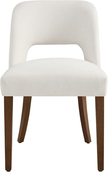 KISLOT Upholstered Dining Chairs Set of 2, Modern Armless Kitchen Chairs with Solid Wood Legs, Boucle Fabric, Sturdy Spring Structure, Comfortable Padded Dining Room Chairs, Cream