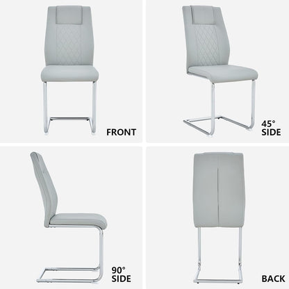 cinkehome Modern Dining Chairs Set of 4 with Metal Legs, High Back Upholstered Armless Side Chair for Kitchen, Dining Room, Faux Leather
