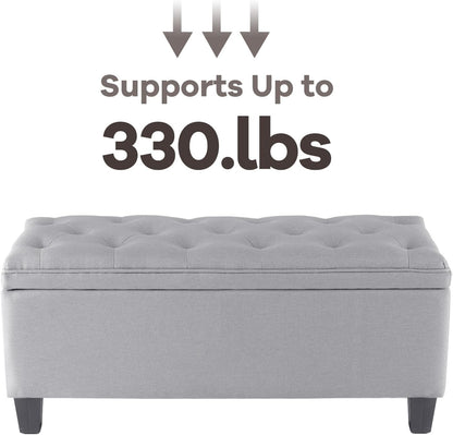 DUMOS Storage Ottoman Bench, Foot Rest with Legs, 16 x 40 x 18 Inches, End of Bed Bench, Storage Chest for Living Room,Bedroom, Entryway, Home Decor, Light Gray
