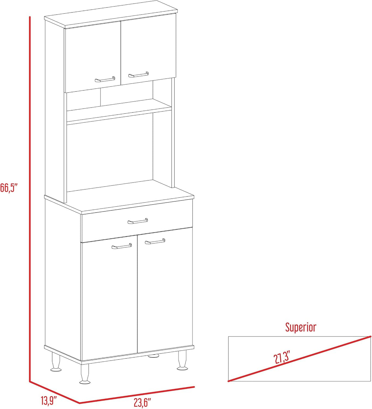 Tuhome Santoro 60 Pantry Cabinet with Double Doors, Adjustable Shelves, Versatile Storage for Kitchen, Dining, and Utility Rooms