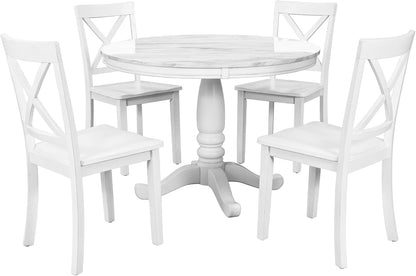 Harper & Bright Designs 5 Pieces Dining Table and Chairs Set for 4 Persons, Kitchen Room Solid Wood Table with 4 Chairs