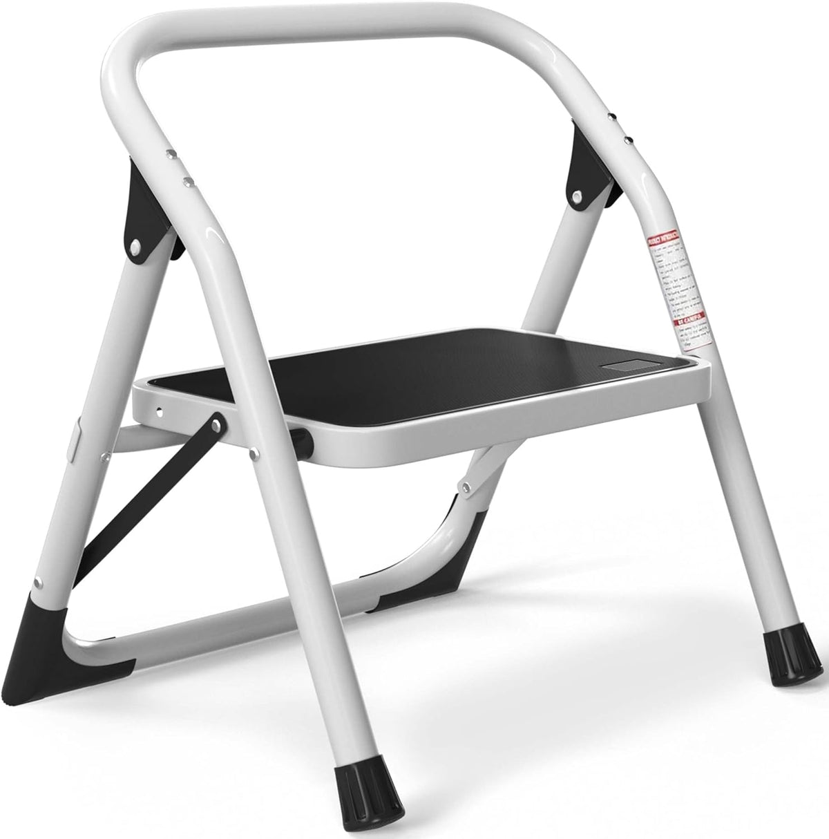 SOLADDER 1-Step Ladder Folding Step Stool with Anti-Slip Sturdy and Wide Pedal Stepladder Multi-Use for Home and Kitchen Space Saving (White)